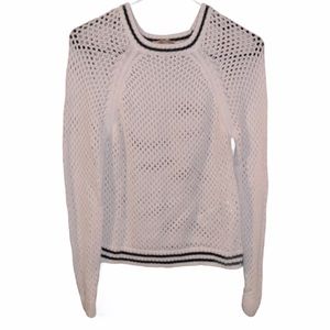 Forever 21 Contemporary White Waffle Mesh Knit Sweater
